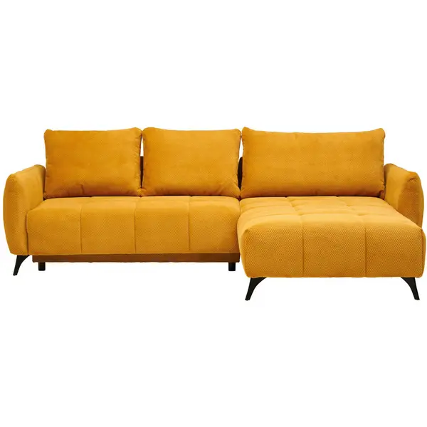 Colțar Extensibil, textil, galben muștar, 287/197 cm