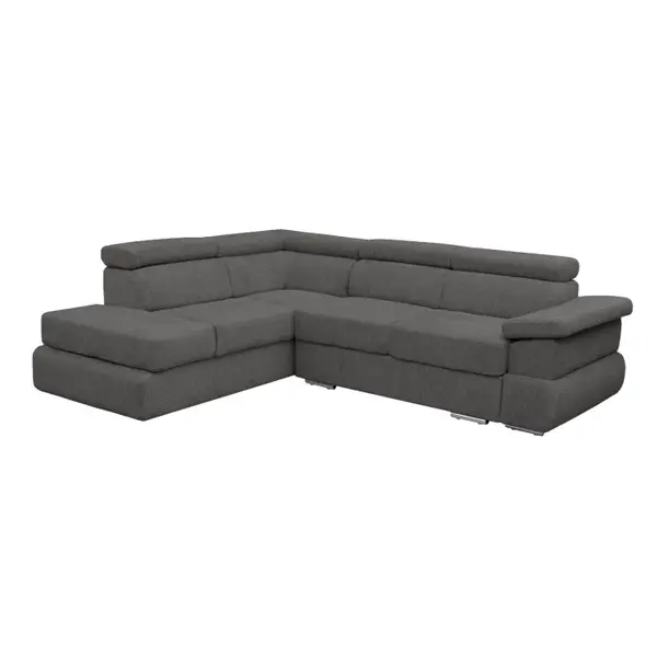 Coltar extensibil TIVOLI 2S3, cu arcuri si lada depozitare, colt stanga, gri inchis, 285x225x90 cm