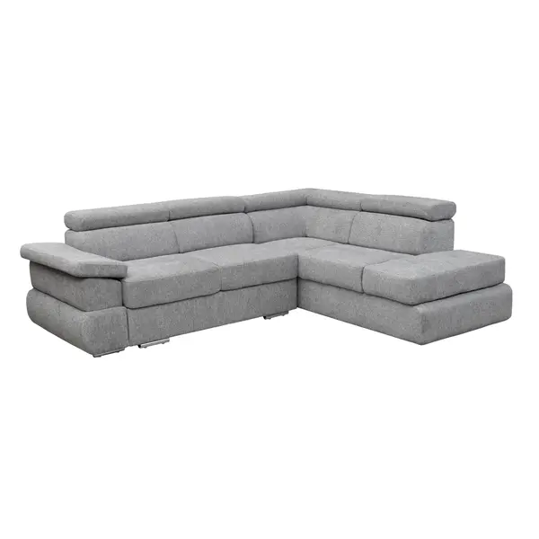 Coltar extensibil TIVOLI 2S3, cu arcuri si lada depozitare, colt dreapta, gri deschis, 285x225x90 cm