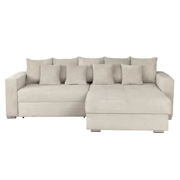Coltar FELIX extensibil, cu arcuri si lada depozitare, colt interschimbabil, bej, 266x165x90 cm