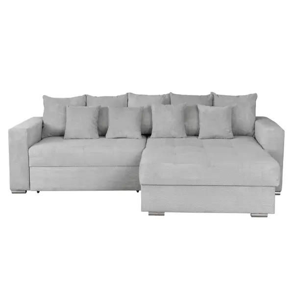 Coltar FELIX extensibil, cu arcuri si lada depozitare, colt interschimbabil, gri deschis, 266x165x90 cm
