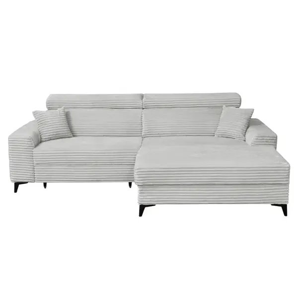 Coltar FLORIDA ONE L TILIA extensibil, cu arcuri si lada depozitare, colt dreapta, gri deschis, 280x175x95 cm