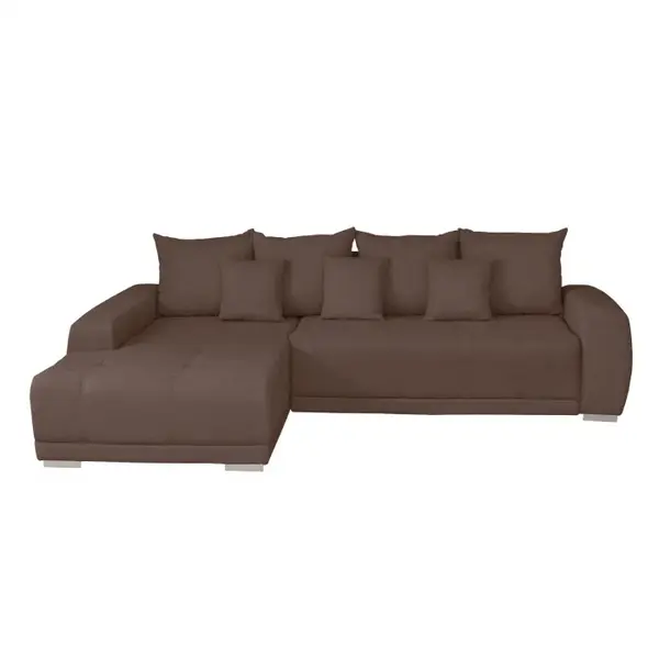 Coltar MARIBO L extensibil, cu arcuri si lada depozitare, colt stanga, maro, 282x205x92 cm