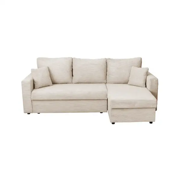 Coltar NICOLE LUX, cu lada depozitare, colt interschimbabil, bej, 225x145x82 cm