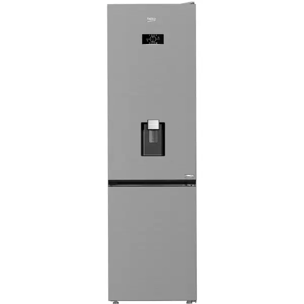 Combina frigorifica Beko B3RCNA404HDXB1, No Frost, 355 l, Slim tank water dispenser, AeroFlow, HarvestFresh, Argintiu, Clasa E