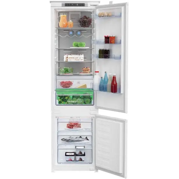 Combina frigorifica incorporabila Beko BCNA306E4SN, 284 l, Neofrost DualCooling, HarvestFresh, Raft sticle, Display touch control, Clasa E