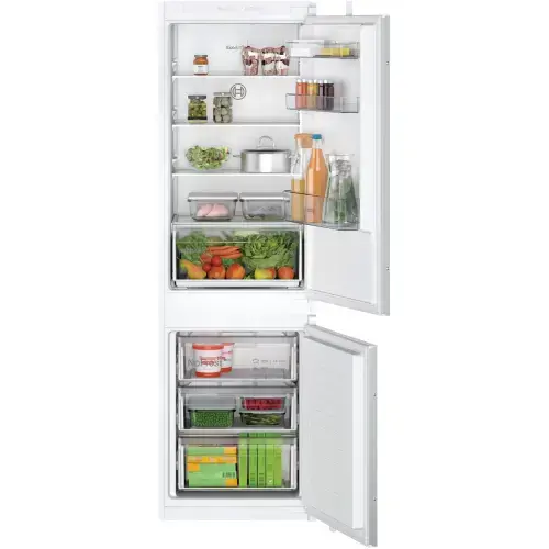 Combina frigorifica Incorporabila Bosch KIN86NSE0, 260 l, No Frost, EcoAirflow, Iluminare LED, Clasa E, H 177.2 cm (Alb)