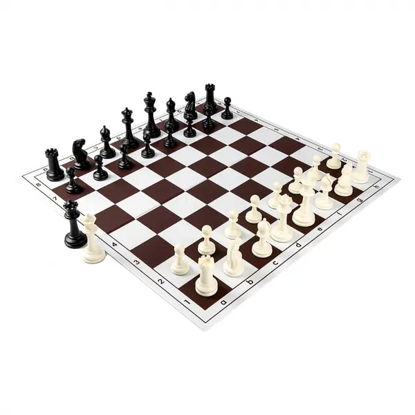 Combo set Master weighted: Tabla sah PVC alb Maro +Piese de sah din plastic no. 6 Master