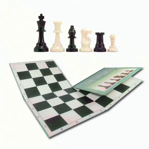 Combo set: Tabla sah din carton pliabila in 4+Piese de sah din plastic no. 6 - light