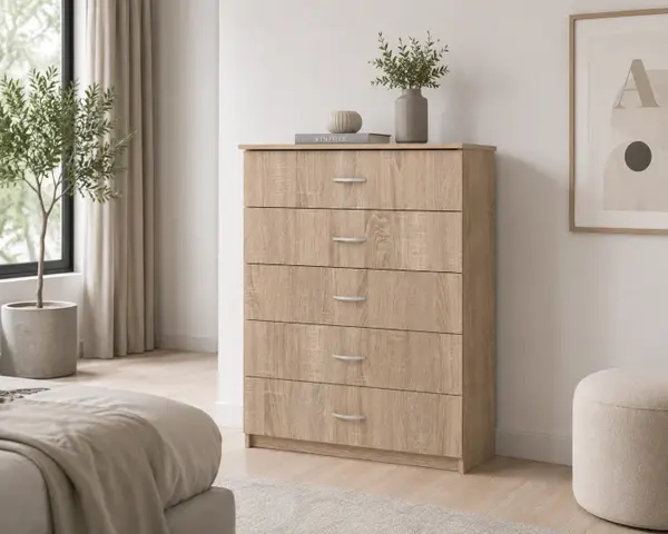 Comoda 5 Sertare Sonoma 72x40x90 cm