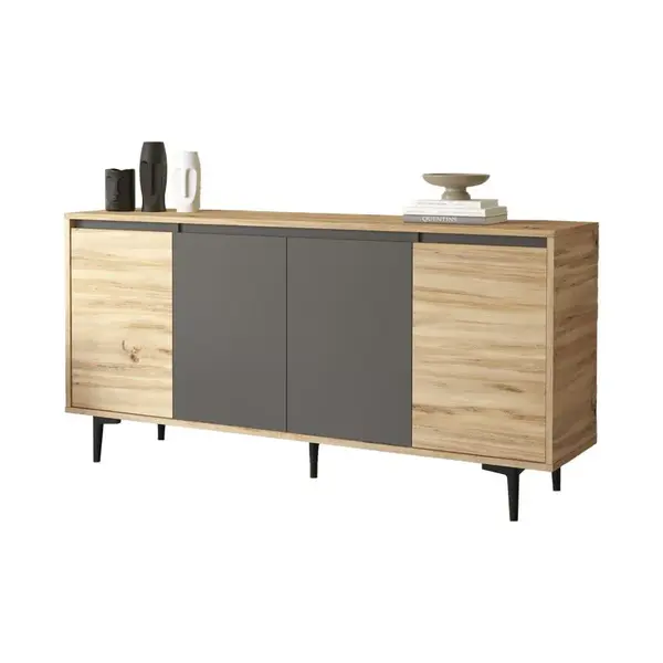 Comoda Augusta, stejar-antracit, 160x40x78 cm