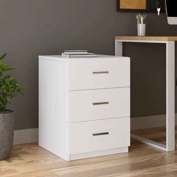 Comoda Birou - Rollbox, 3 sertare, Alb, 45x62x47 cm