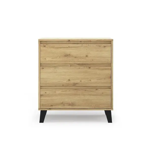 Comoda BORG, 3 sertare, stejar artisan, 70x38,8x78,4 cm