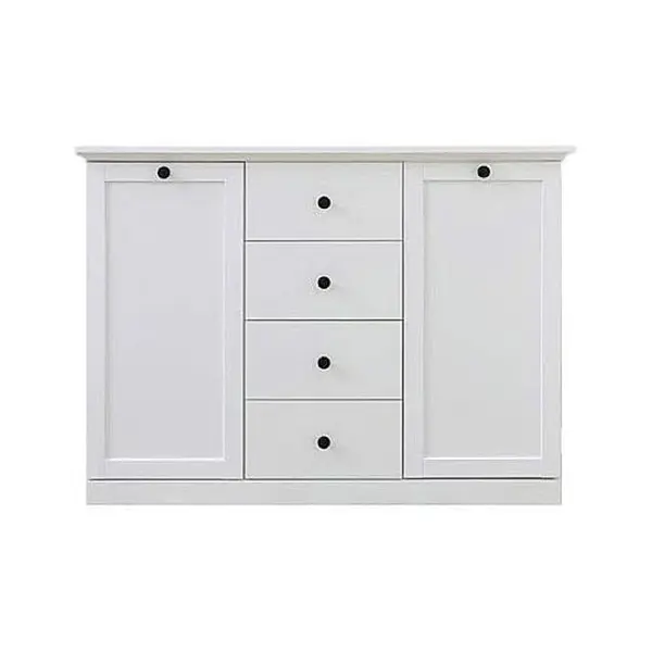Comoda BRANDSON, 2 usi, 4 sertare, alb, 119x41x88 cm
