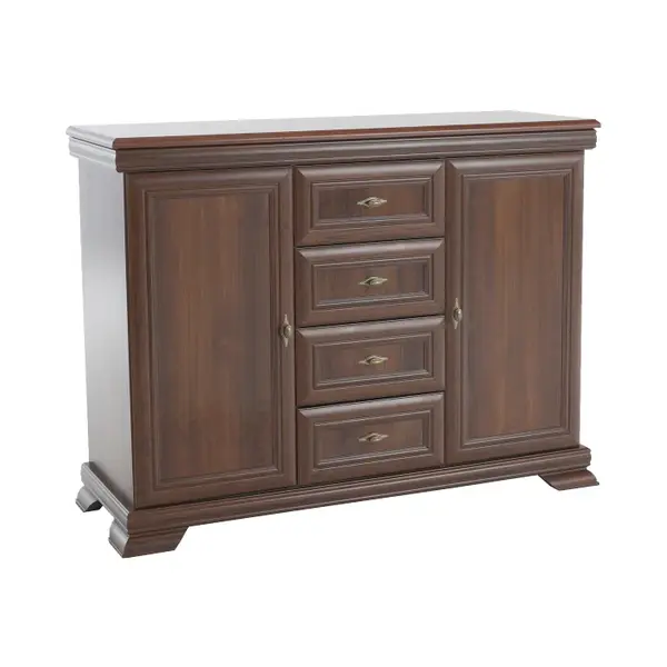 Comoda cu 2 usi si 4 sertare, Nuc Samoa King, Kora KK3, 128x97x46 cm