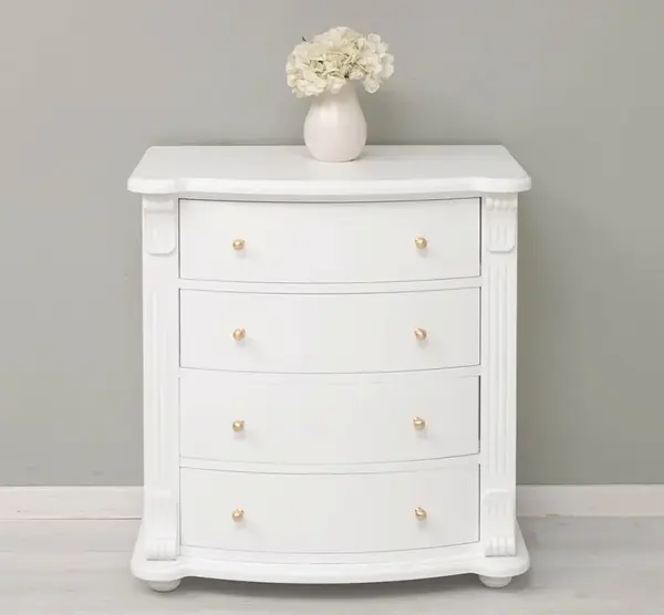 Comoda cu 4 sertare curbate, Colectia Directoire cu finisaj White