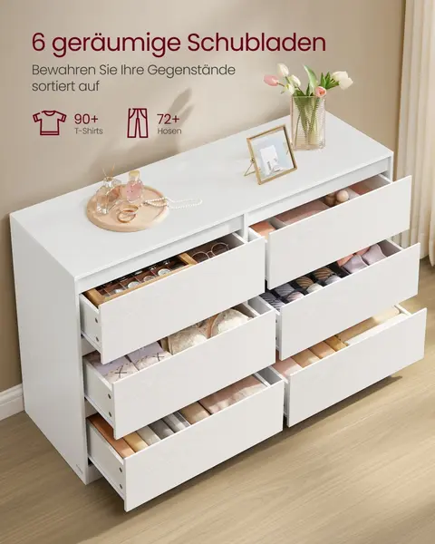 Comoda cu sertare, Kailyn, Vasagle, Alb, 119.4x40x75 cm