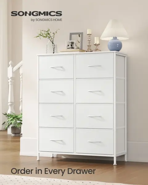 Comoda cu sertare Songmics Alb 76.7x30x95.2 cm