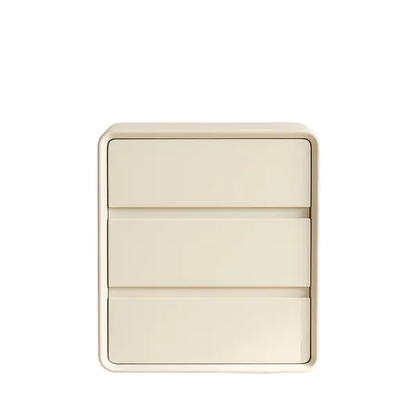 Comodă din MDF și piele PU &ndash; 3 sertare, 55x40x61 cm-White