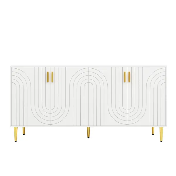 Comodă elegantă cu design unic cu valuri, Alb | Aosom Romania