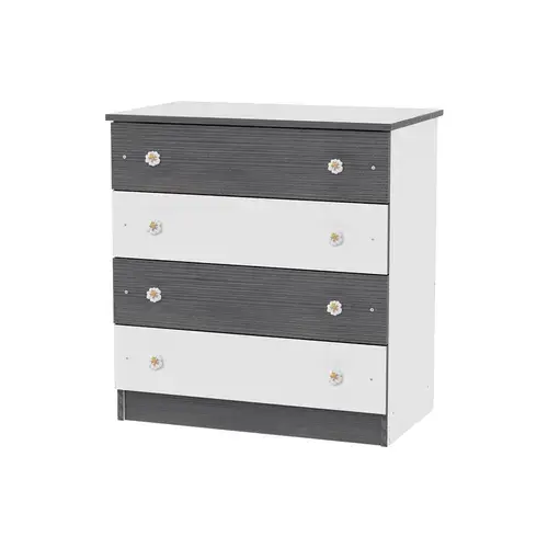 Comoda lemn Lorelli White Graphite, 81x50x86 cm, 4 sertare