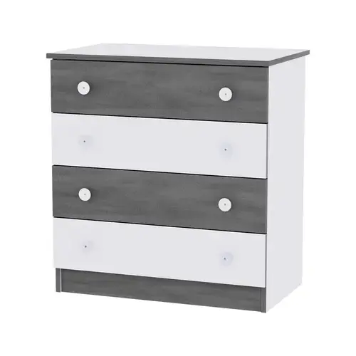 Comoda lemn Lorelli White Vintage Grey, 81x50x86 cm, 4 sertare