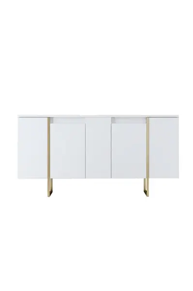 Comoda LUXE, alb + auriu, 160x35x80 cm