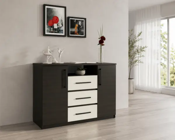 Comoda Maya Wenge Acril Alb 120x45x86 cm