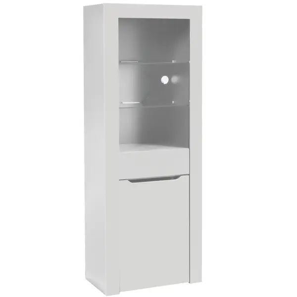 Comodă Modernă cu Lumini LED și Rafturi, Ideală pentru Bucătărie, Living și Birou, 60x35,5x165 cm, Albă