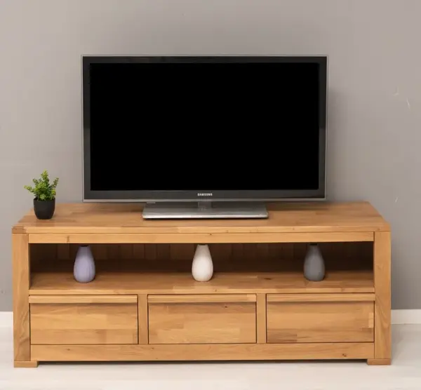Comoda pentru televizor cu trei sertare 'Wild Oak', sertar cu glisiere soft-close cu finisaj Uleiat