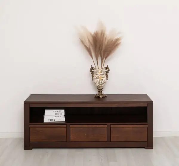 Comoda pentru televizor cu trei sertare 'Wild Oak', sertare pe sine metalice - Culoare_P081 - LACUIT