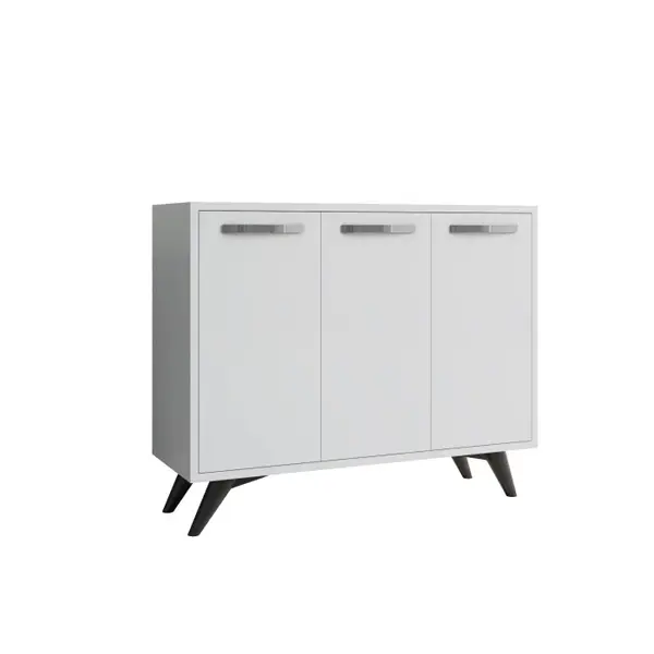 Comoda PIFFA, 3 usi, alb, 100x35x82 cm
