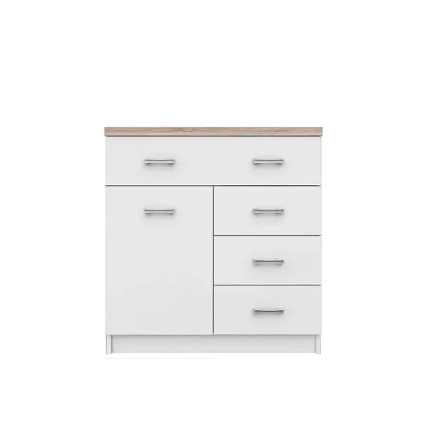 Comoda TOP MIX, 1 usa, 4 sertare, alb, 80x33x85 cm