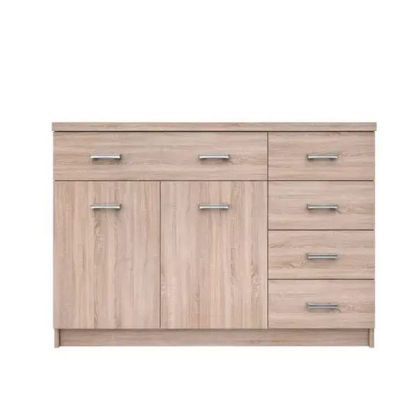 Comoda TOP MIX, 2 usi, 5 sertare, stejar sonoma, 120x33x85 cm