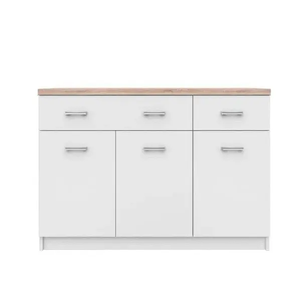 Comoda TOP MIX, 3 usi, 2 sertare, alb, 120x33x85 cm