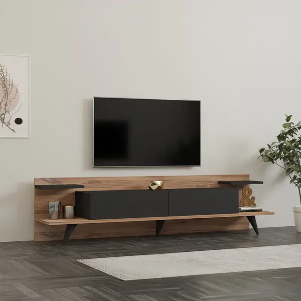 Comoda TV Astry, Antracit-Nuc - Antracit-Stejar, 180x37x45 cm
