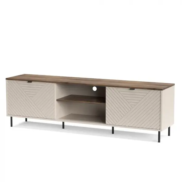 Comoda TV EVO, 2 usi, casmir + stejar castello, 183,4x40x55,2 cm