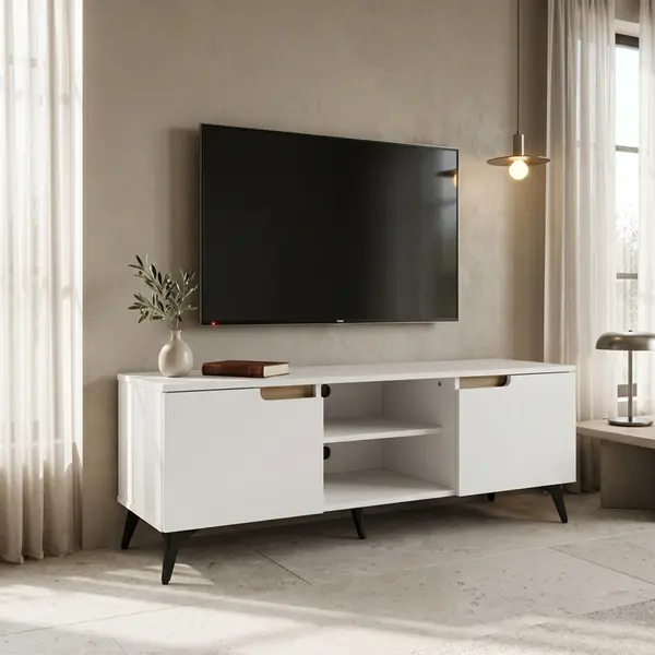 Comoda TV, Kemvio, Pako, Alb 120x38x44 cm