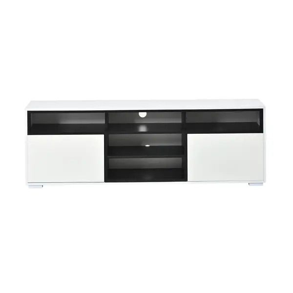 Comodă TV LED, Alb | Aosom Romania