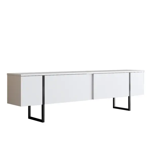 Comoda TV LUXE, alb + negru, 180x30x50 cm