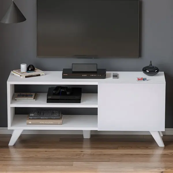 Comoda TV Malta, 100 cm, PAL 18 mm, cu usa si rafturi, stil scandinav