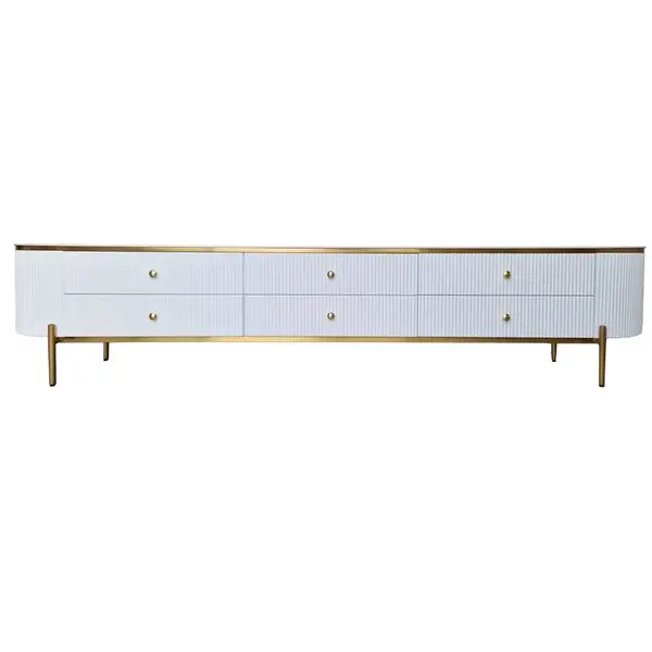 Comoda TV Morena alb/auriu L220 cm