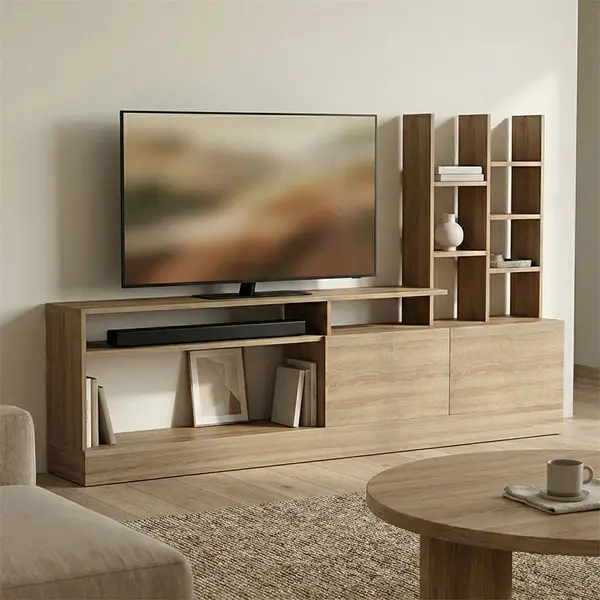 Comoda TV Seruno, Alb, 170x25x100 cm