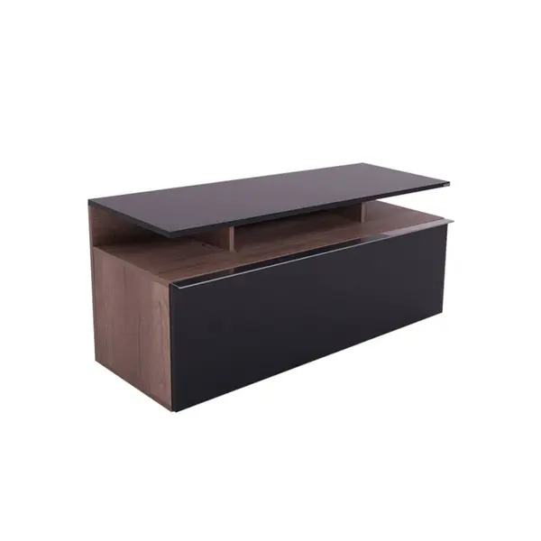 Comoda TV Temano, Pako World, Negru-Nuc, 117x40x48 cm