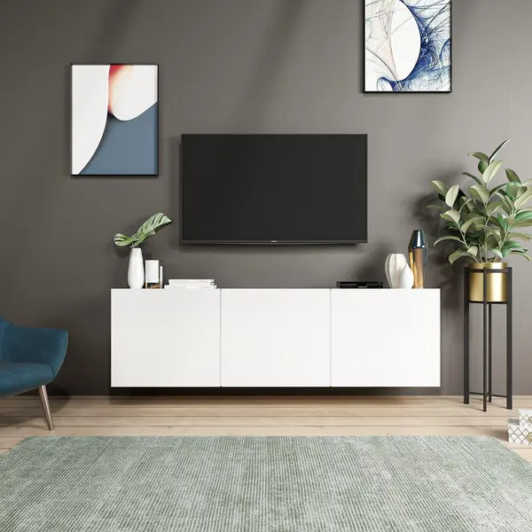 Comoda Tv White, Alb, 31x44x150 cm