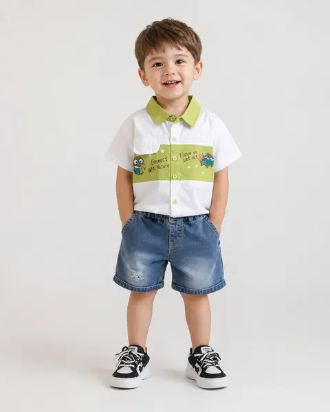 Compleu 2 Piese Băieți Cămașă și Denim Abel - 4-5 ani