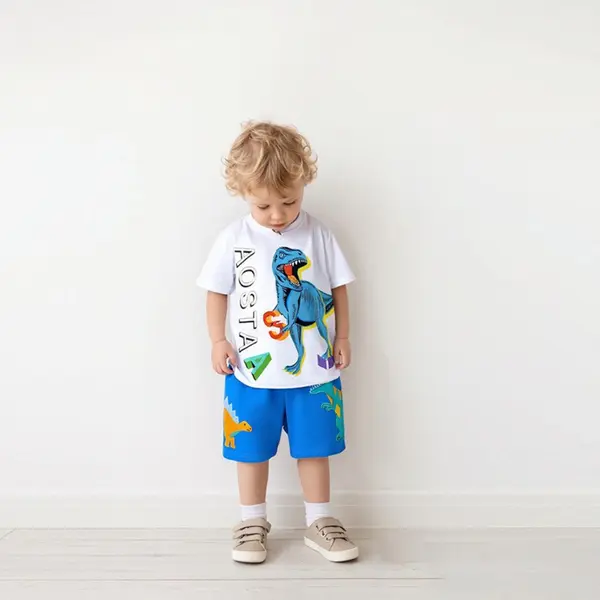 Compleu 2 Piese Băieți Tricou Alb și Pantaloni Albaștri Axel - 2-3 ani