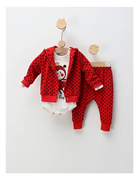 Compleu 3 piese Lady Bug, rosu