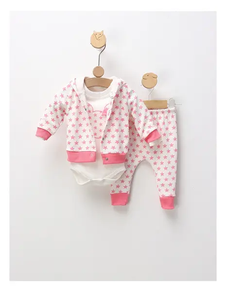 Compleu 3 piese Minnie Stars, alb-roz