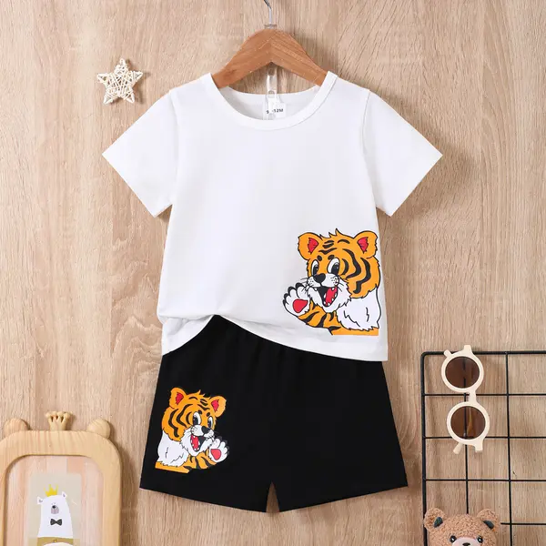 Compleu Alb Negru Baieti Tiger - 6-9 luni